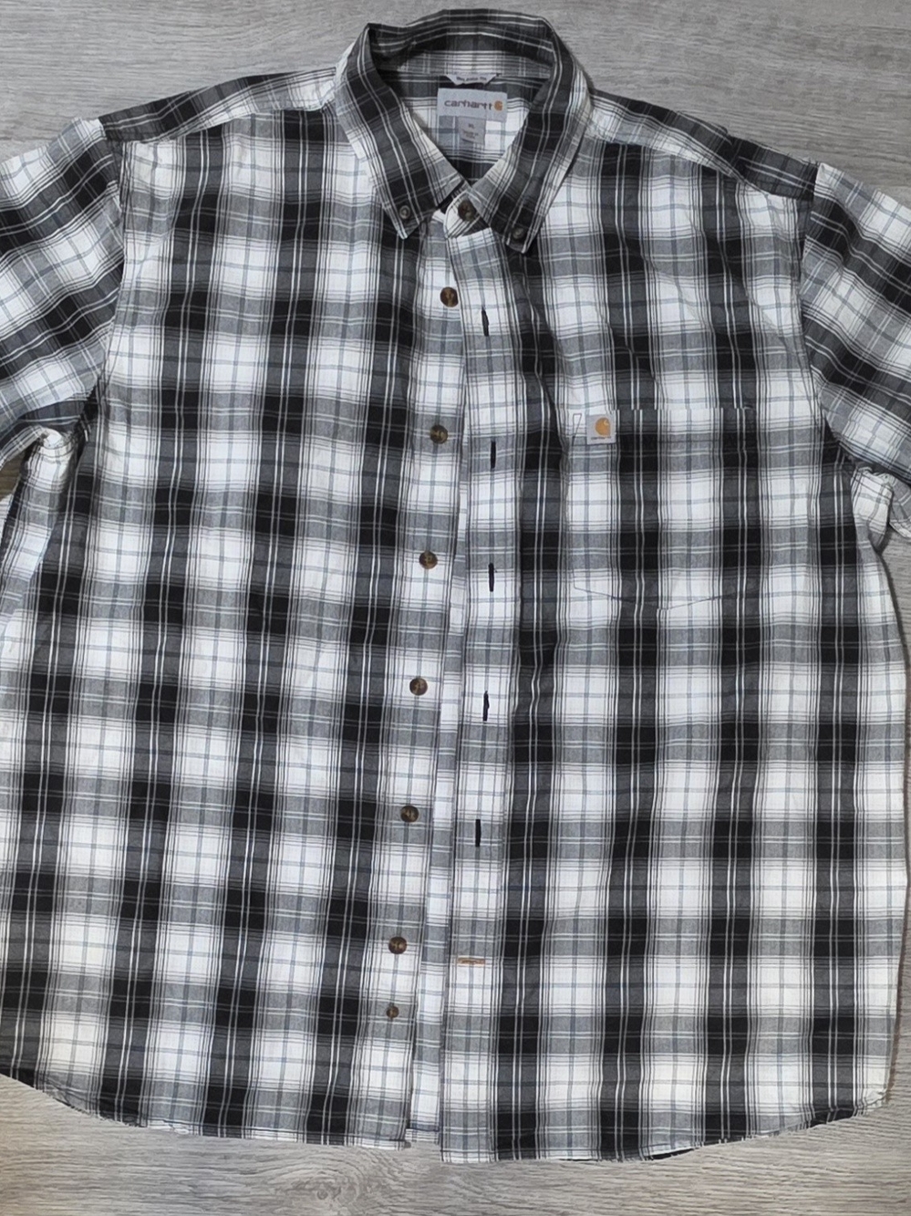 Carhartt Black & White Plaid Button-Down Shirt